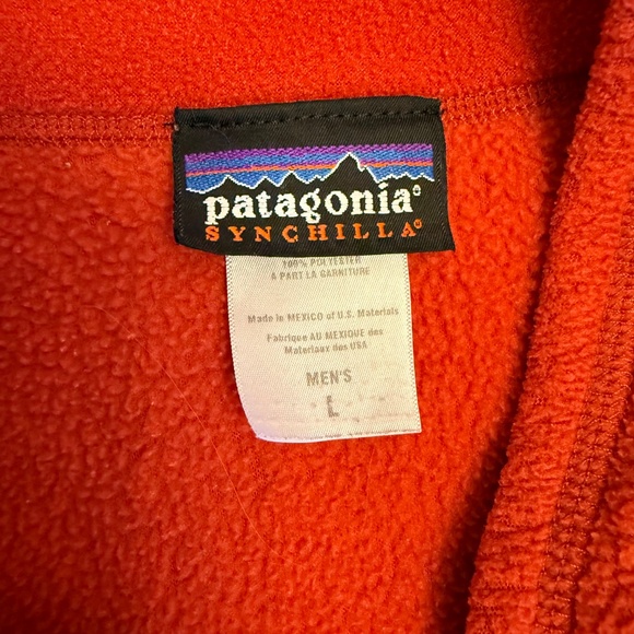 Vintage 90s Patagonia Synchilla Vest Mens L Orange Fleece Zip Up Jacket USA Made - Picture 5 of 8